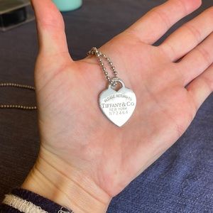 Tiffany heart necklace; Tiffany heart tag necklace